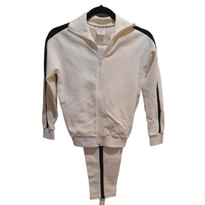 CLean VTG 70/80's Zwickel warm up Gymnastics Suite White Full Zip Girls Sz 10